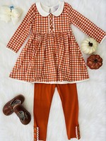 Swoon Baby Burnt Orange Gingham Dress/Legging Set (F'23)