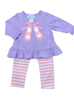 Funtasia Too Ballet Shoes Purple Baby Doll Top w/Pink Stripe Legging