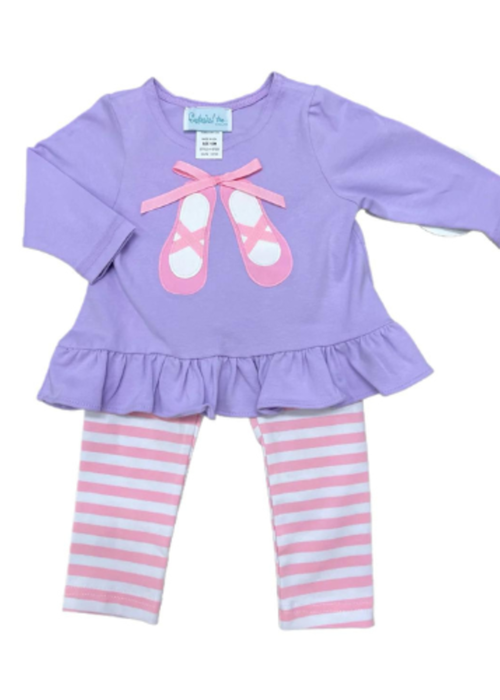 Funtasia Too Ballet Shoes Purple Baby Doll Top w/Pink Stripe Legging