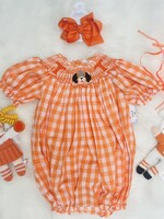 Southern Saturday UT Smocked Bishop Girl Bubble-Orange/White (F'23)