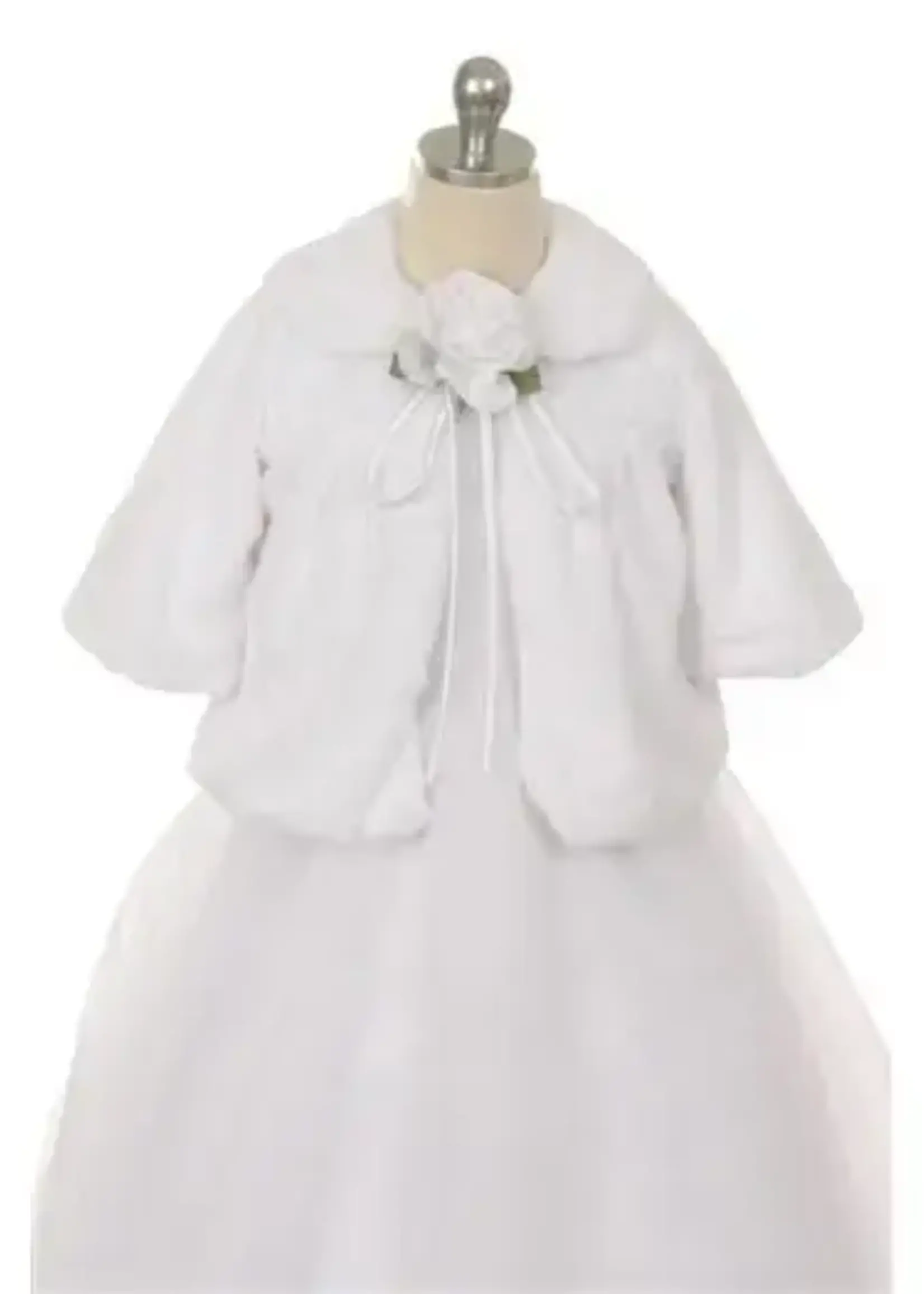 Kid's Dream White Soft Fur Half Coat (F'23)