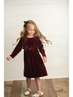 Oopsie Daisy Burgundy Velvet Ruffle Dress w/Bow (F'23)