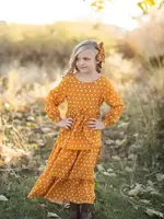 Oopsie Daisy Honey Mustard Polka Dot Tiered Dress w/Bow (F'23)