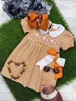 The Hair Bow Company Burnt Orange Striped Football Dress (F'23)