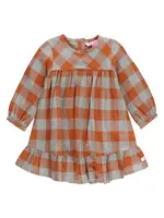 Ruffle Butts Hadlee Orange Plaid L/S Ruffle Hem Dress (F'23)