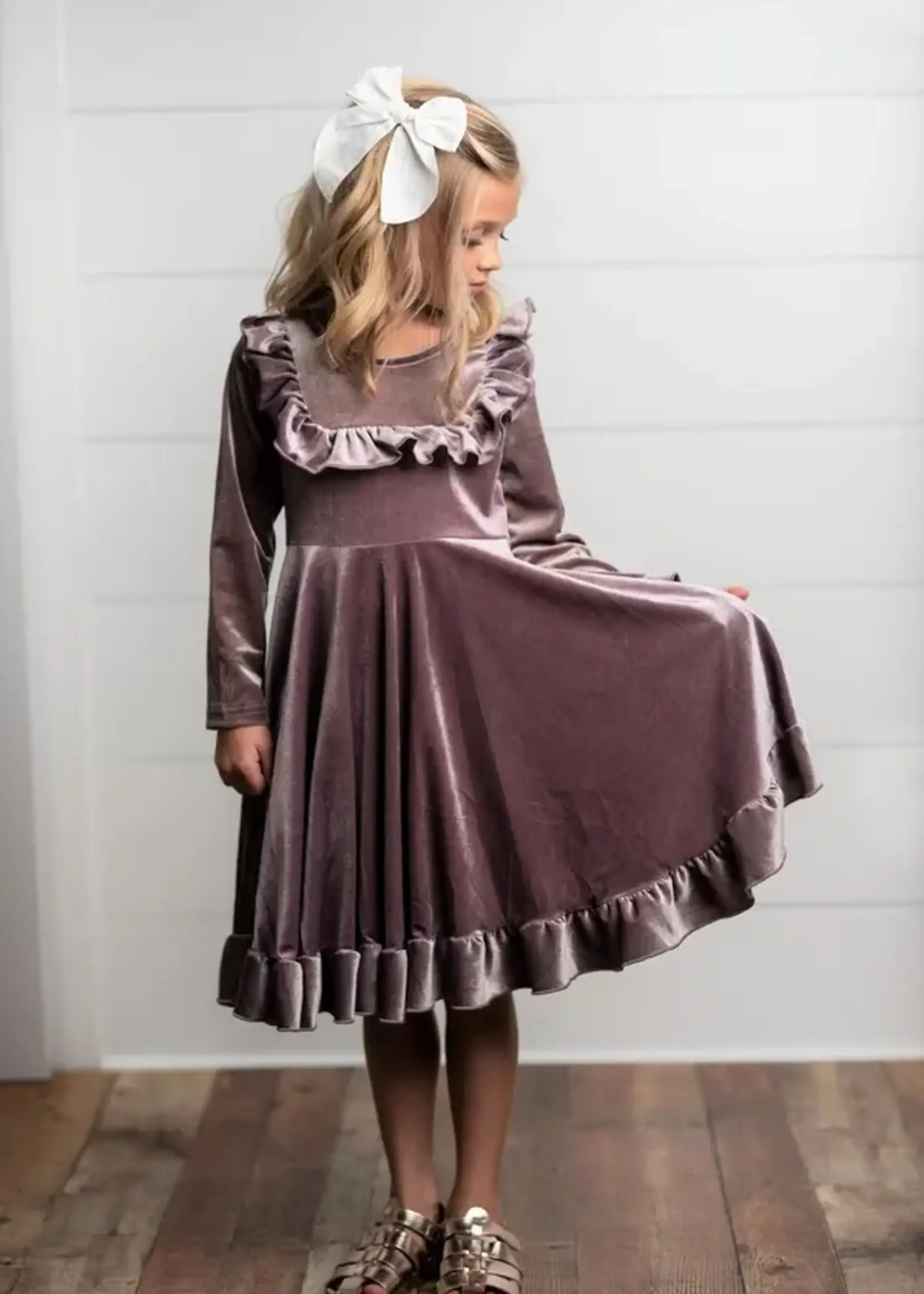 Adorable Sweetness Lavender Velvet Ruffle Dress (F'23)