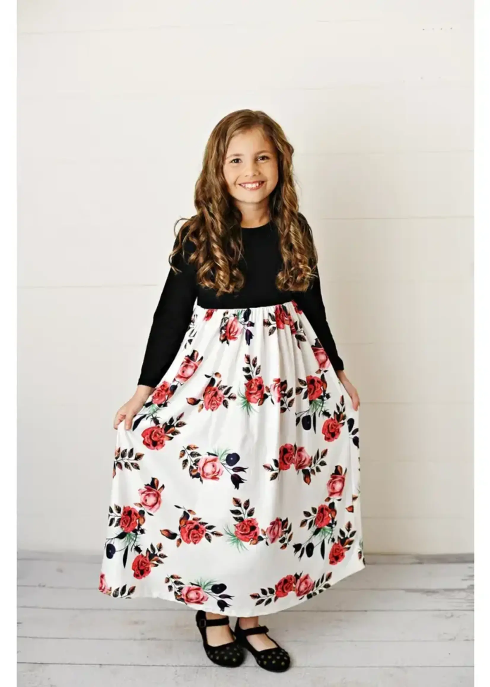 Adorable Sweetness Black Rose L/S Maxi Dress (F'23)