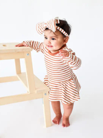 Lola & Taylor Girls Charlotte Terracotta Stripe Dress