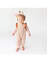 Lola & Taylor Terracotta Stripe L/S Ruffle Romper (F'23)