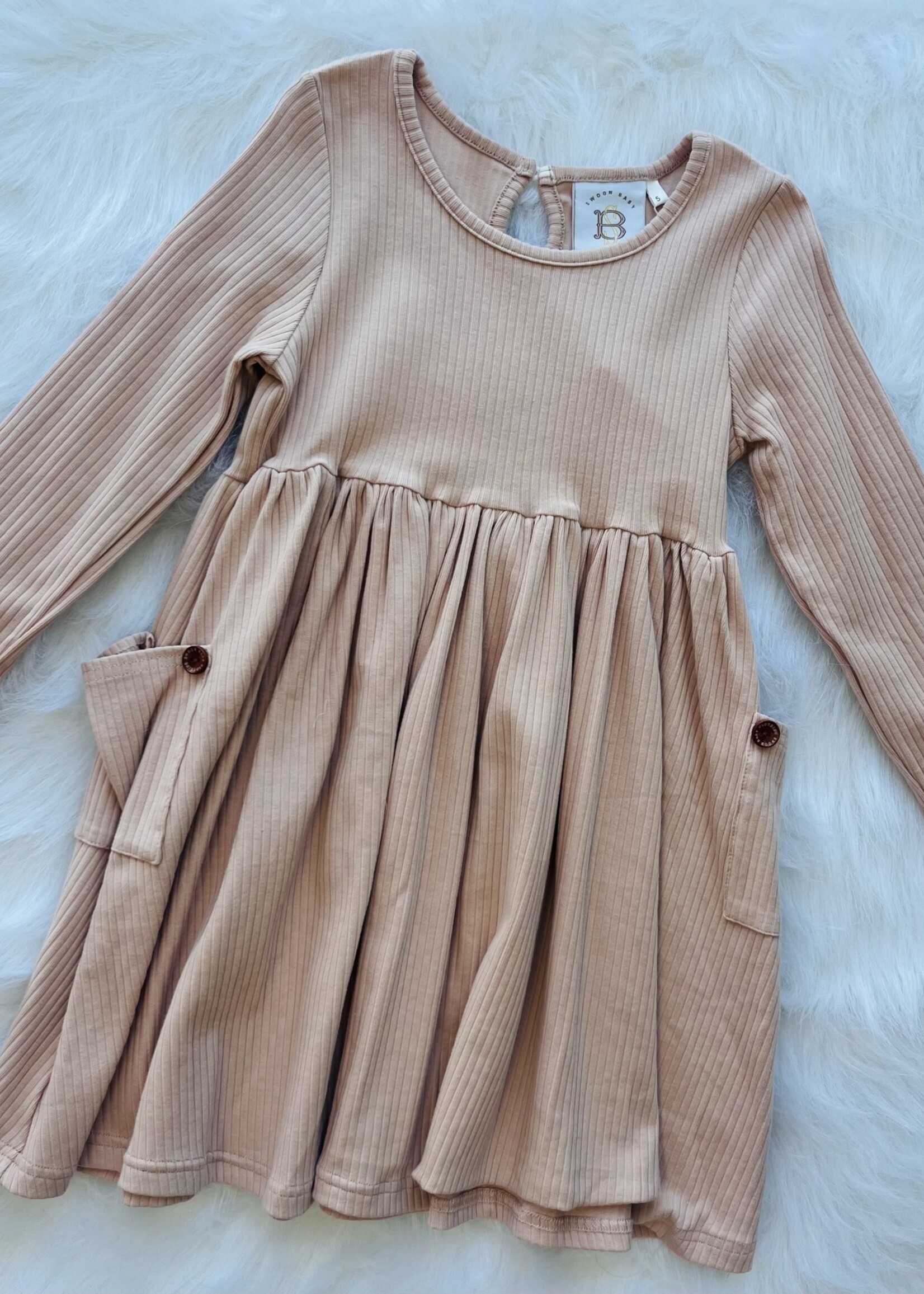 Swoon Baby Muave Ribbed Dress