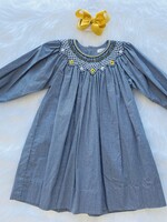 Petit Ami Blue Check Dress w/Yellow Trim