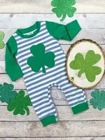 The Hair Bow Company Shamrock & Stripes Infant Romper (S'24)