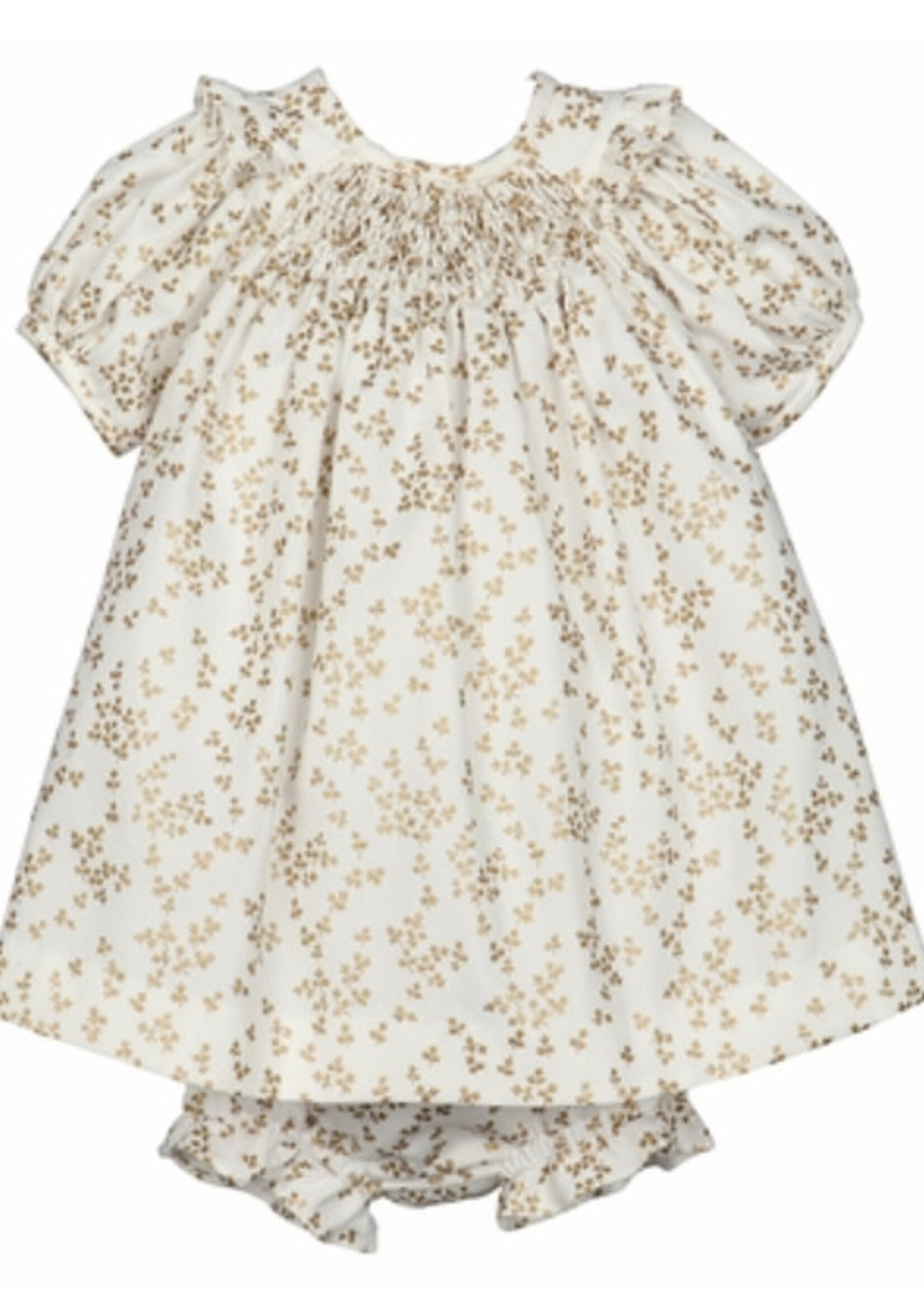 Gold Leaf Smocked Dress w/Panty