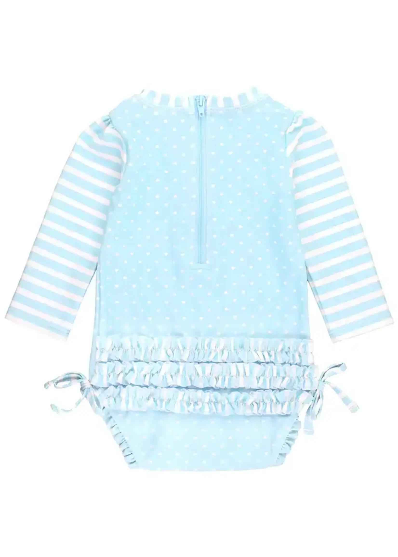 Ruffle Butts Tropical Heart Polka Dot L/S Swimsuit (S'24)