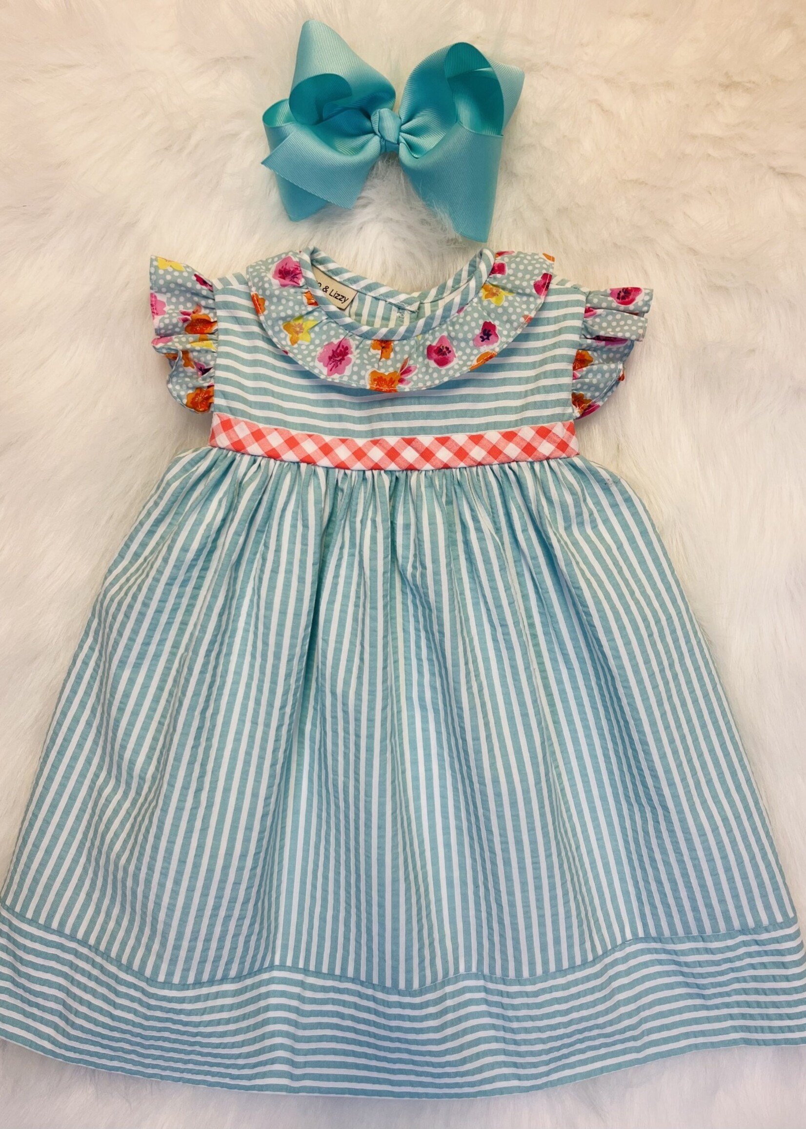 Marco & Lizzy Sandy & Crew Stripe/Floral Ruffle Dress (S'24)