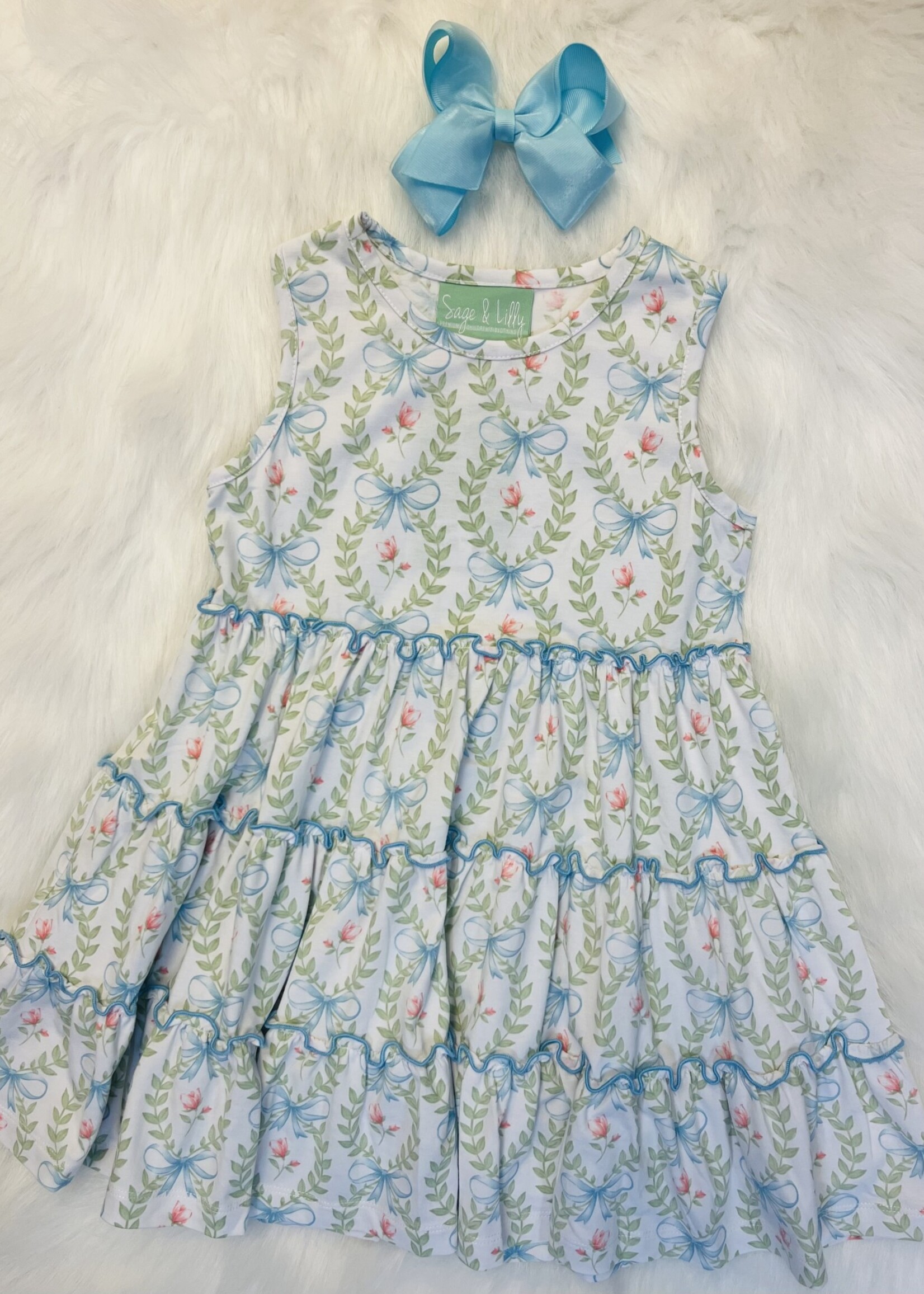 Sage & Lilly 8381-Baby Blue Bows Panel Dress (S'24)