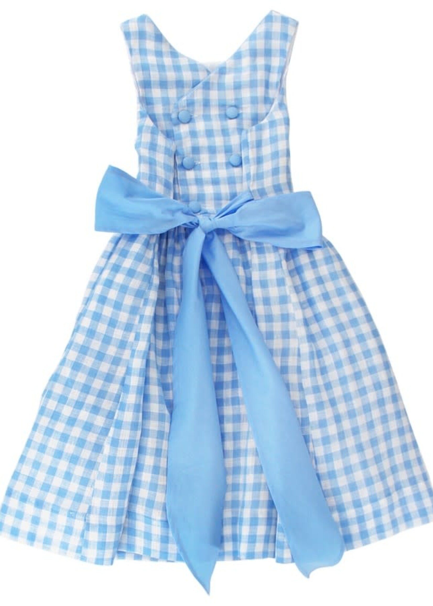 The Bailey Boys Sky Linen Gingham Dress (S'24)