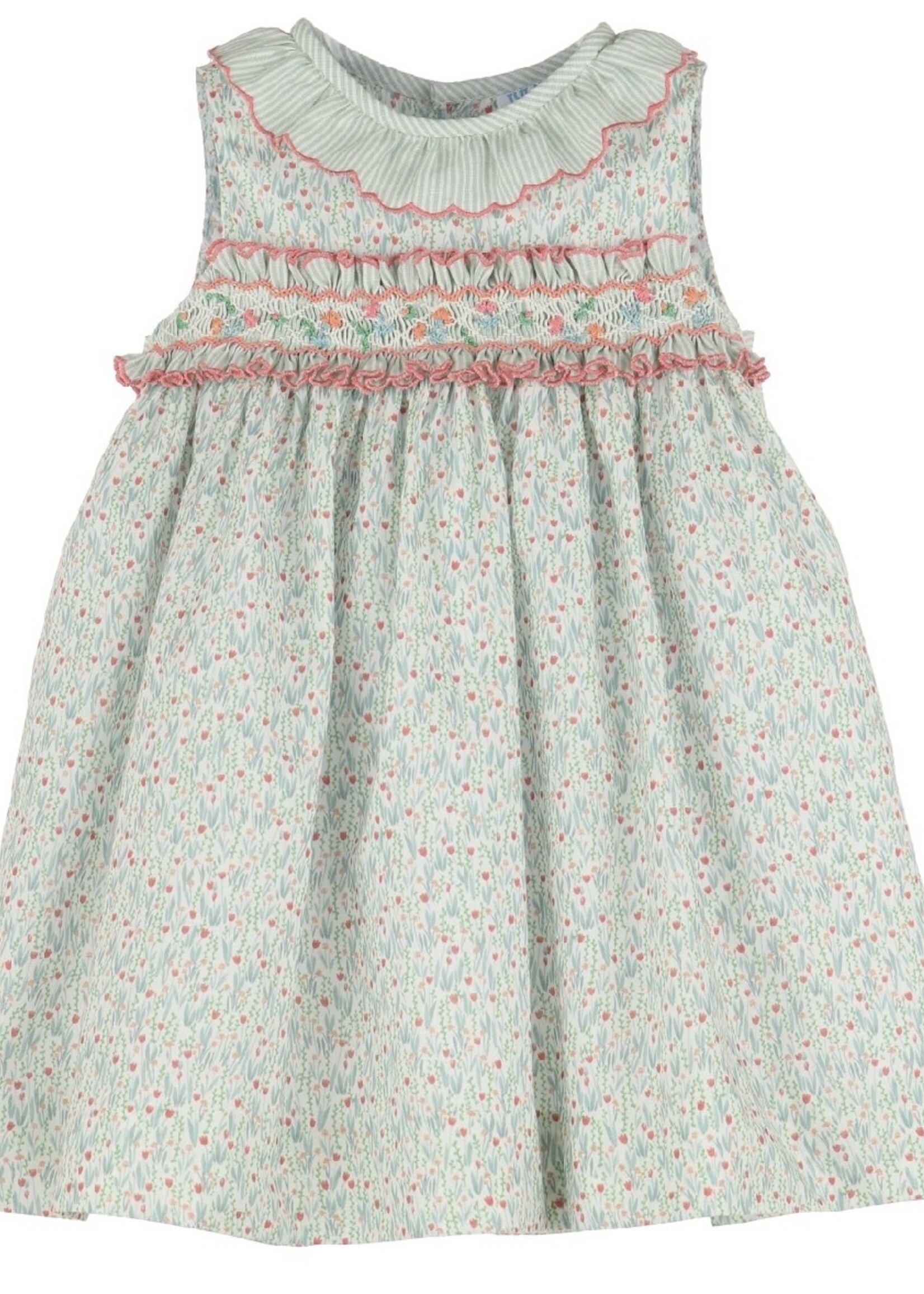 Tiny Tulips Green Smocked Dress (S'24)