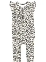 Charlie's Project Tan Leopard Bamboo Ruffle Sleeve Romper (S'24)