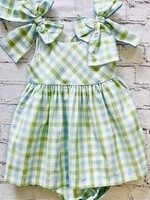 Pastel Blue/Green Plaid Bow Dress (S'24)