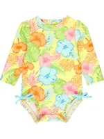 Ruffle Butts Happy Hula L/S One Piece Swimsuit (S'24)