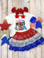 The Hair Bow Company Little Miss USA Sequin Skirt Set (S'24)
