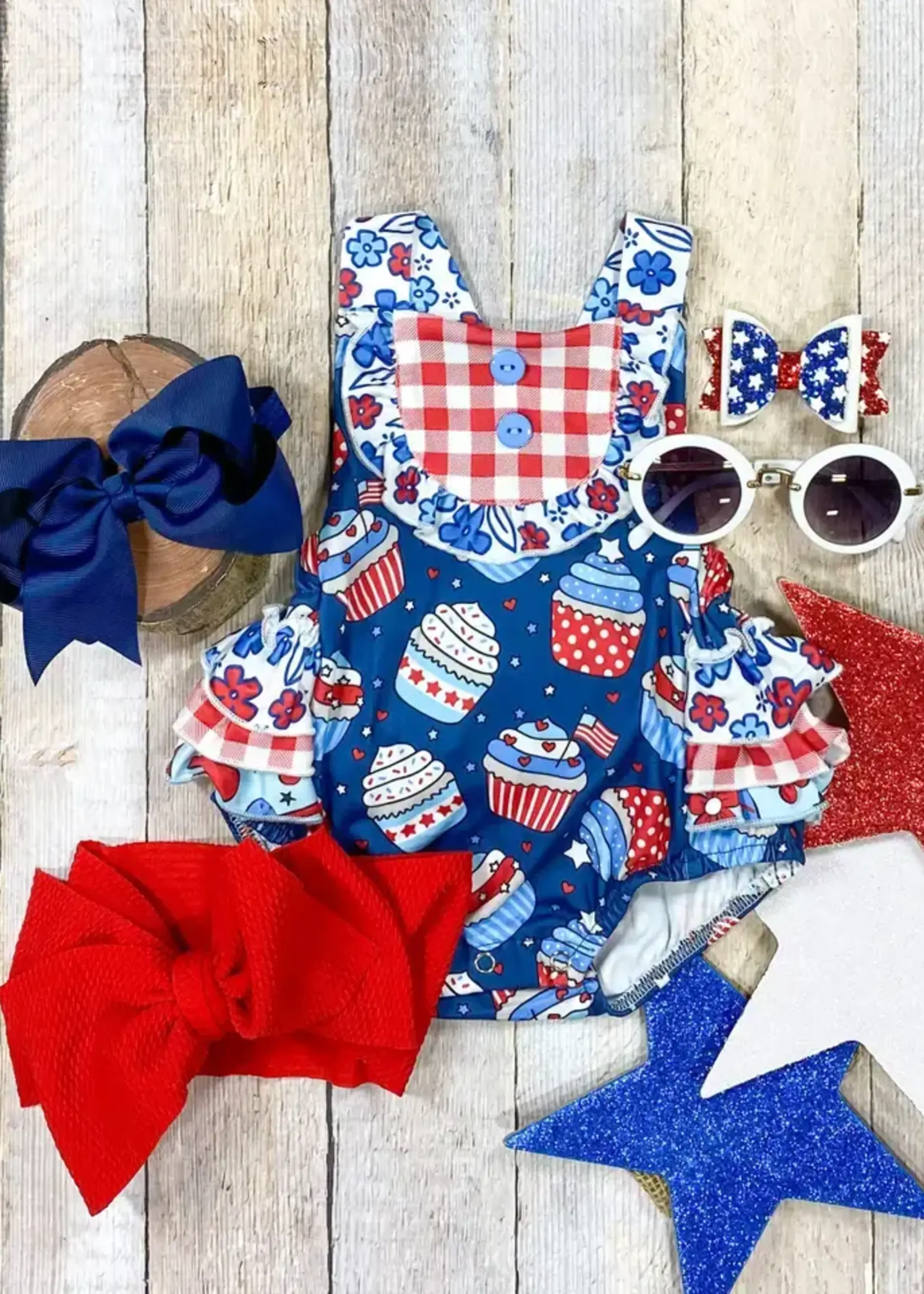 The Hair Bow Company Red White & Sweet Infant Romper (S'24)