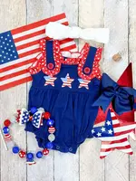 The Hair Bow Company All American Ruffled Infant Romper (S'24)