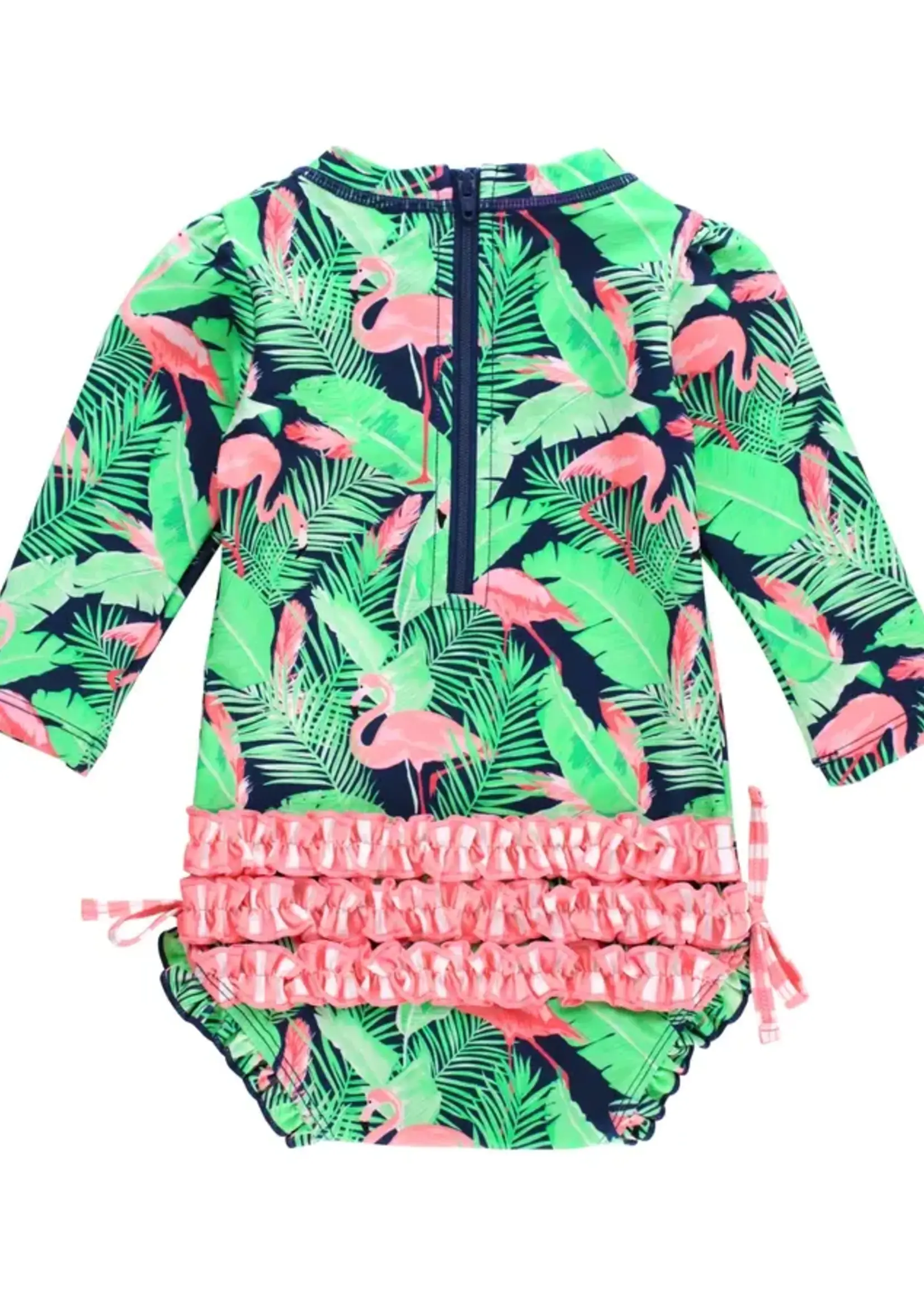 Ruffle Butts Flamingo Frenzy L/S Swimsuit (S'24)