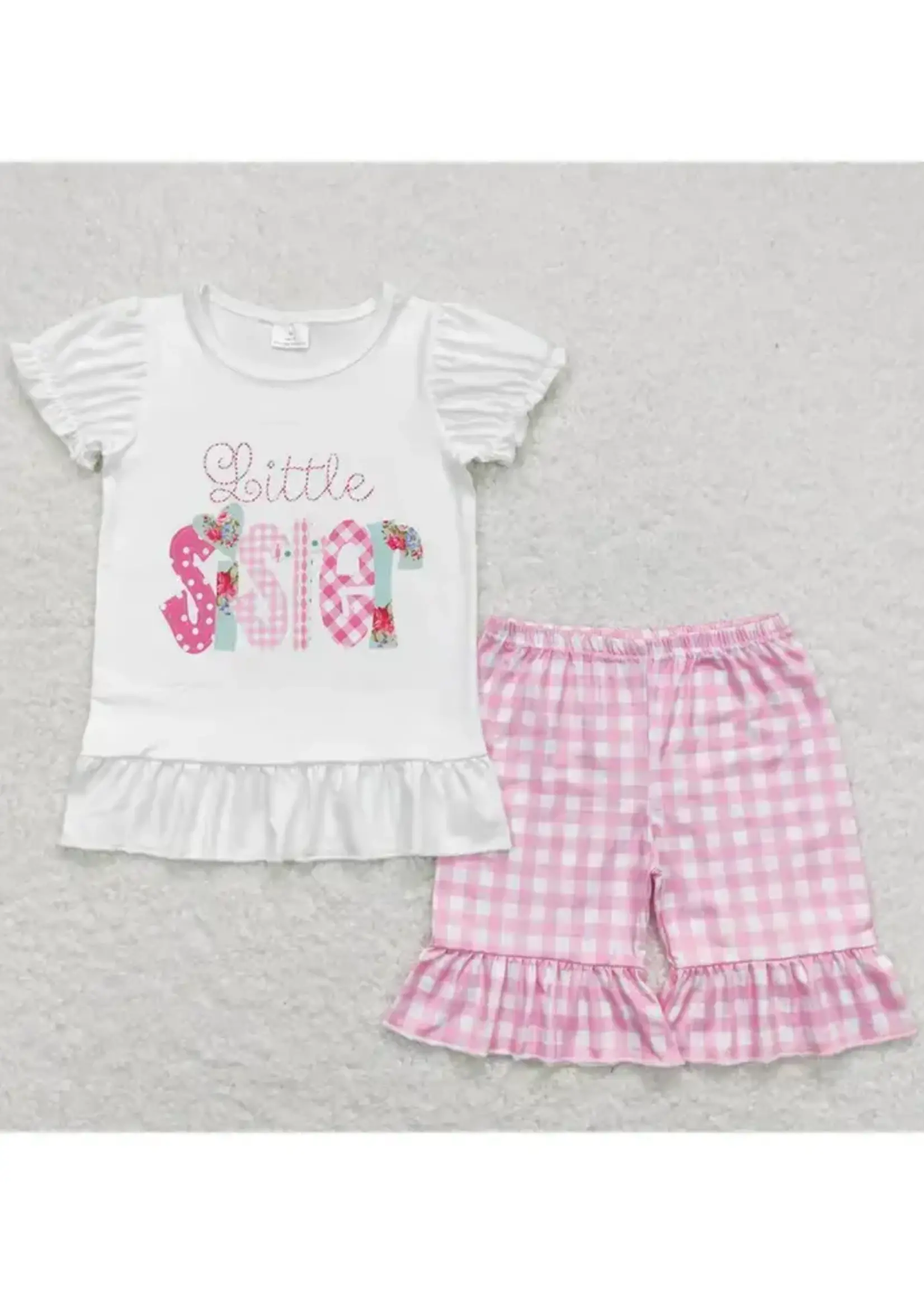 Aier Wholesale "Little Sister" Shirt/Ruffle Shorts Set(F'24)