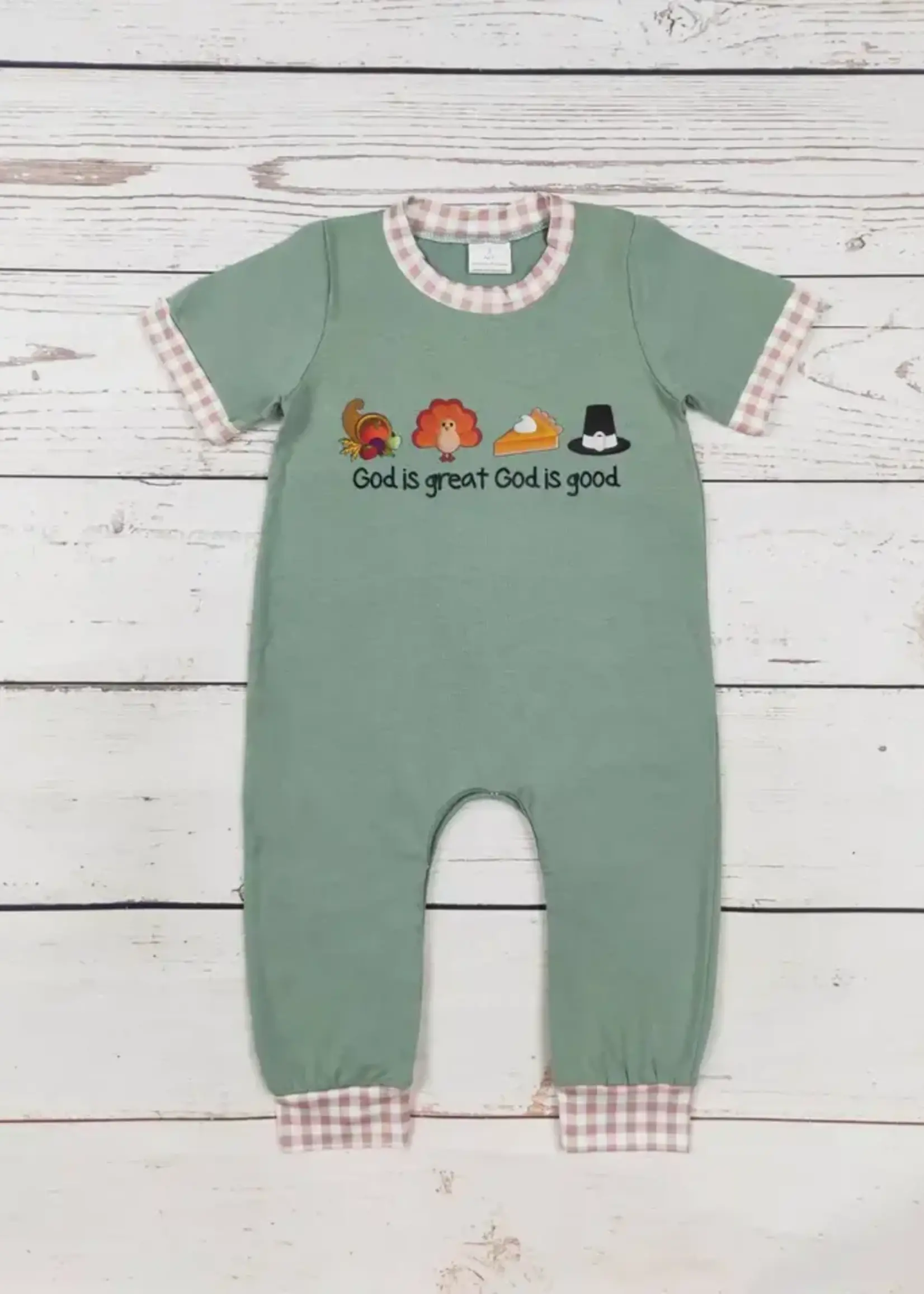 Sassy Kids Palace Turkey Printed Thanksgiving Romper (F'24)