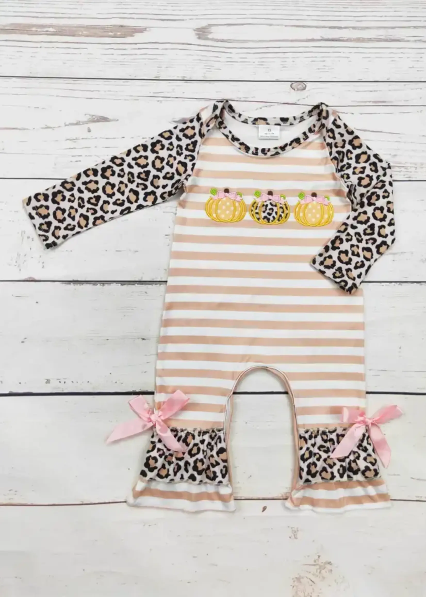 Sassy Kids Palace Baby Cheetah Pumpkin Applique Romper (F'24)