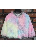 M.L. Kids FC0041-Rainbow Sherbet Fuzzy Jacket-Tween