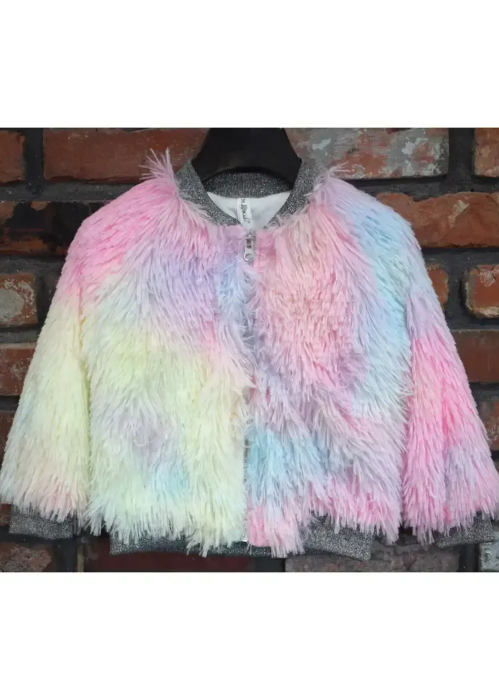 M.L. Kids FC0041-Rainbow Sherbet Fuzzy Jacket-Tween