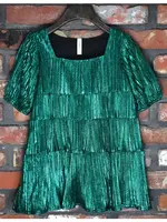 M.L. Kids FD0087-Metallic Layered Shimmer Dress-Tween