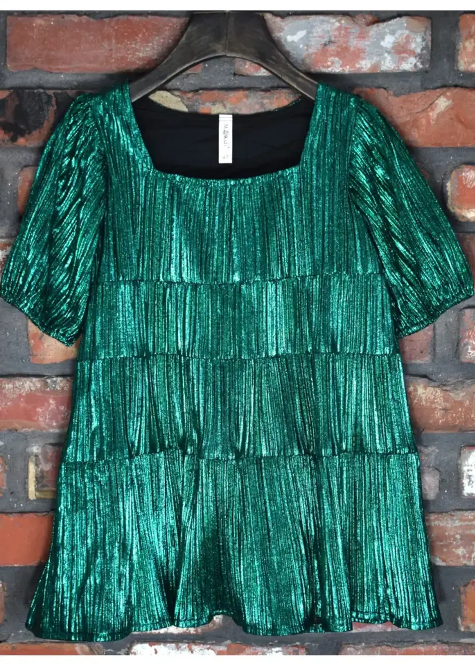 M.L. Kids FD0087-Metallic Layered Shimmer Dress-Tween