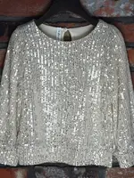 M.L. Kids FT0151-Ivory Sequin L/S Pullover-Tween