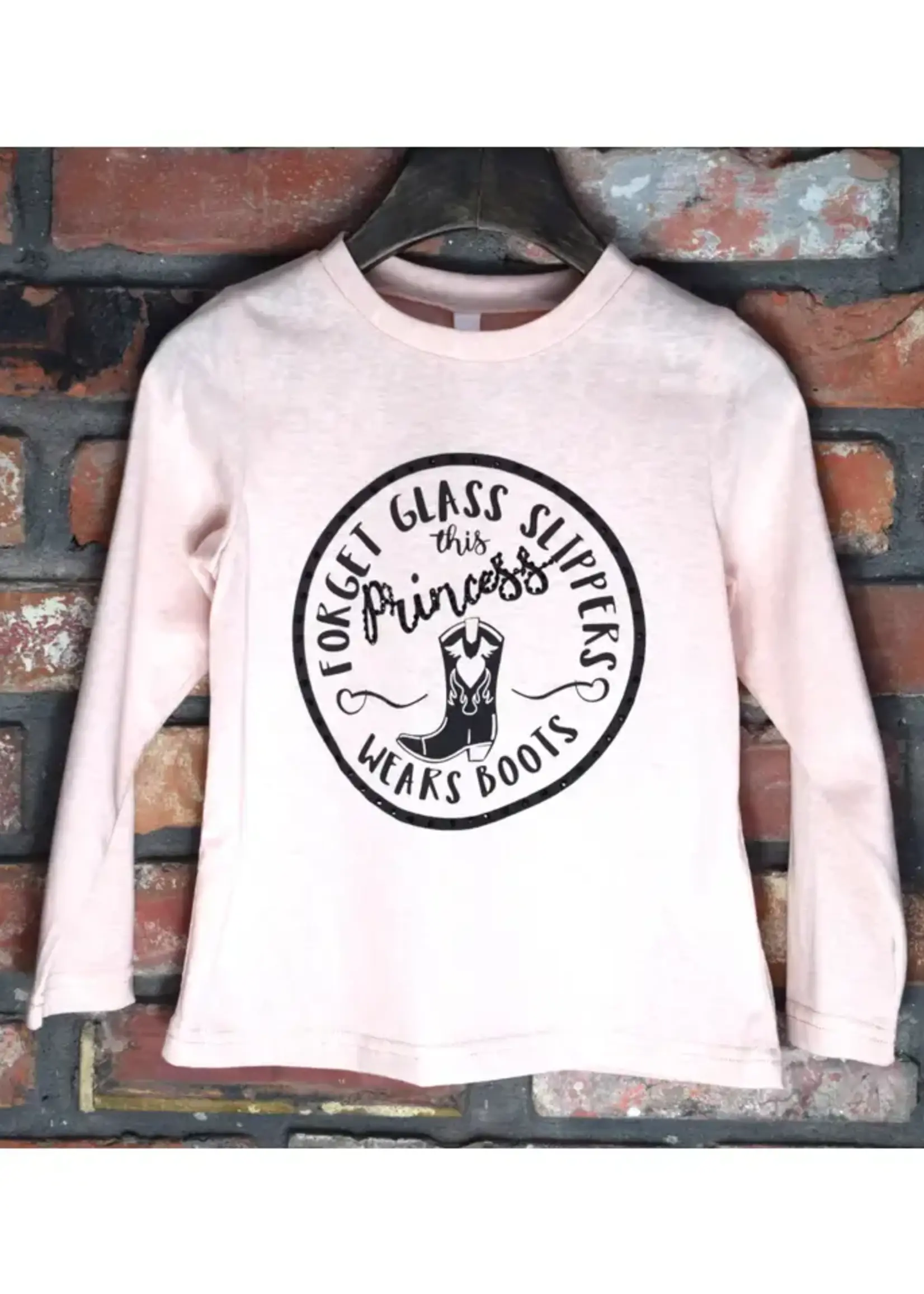M.L. Kids FT0163-Pink Forget Glass Slippers L/S Tee-Tween