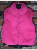 M.L. Kids FV0041-Hot Pink Faux Fur Vest-Tween