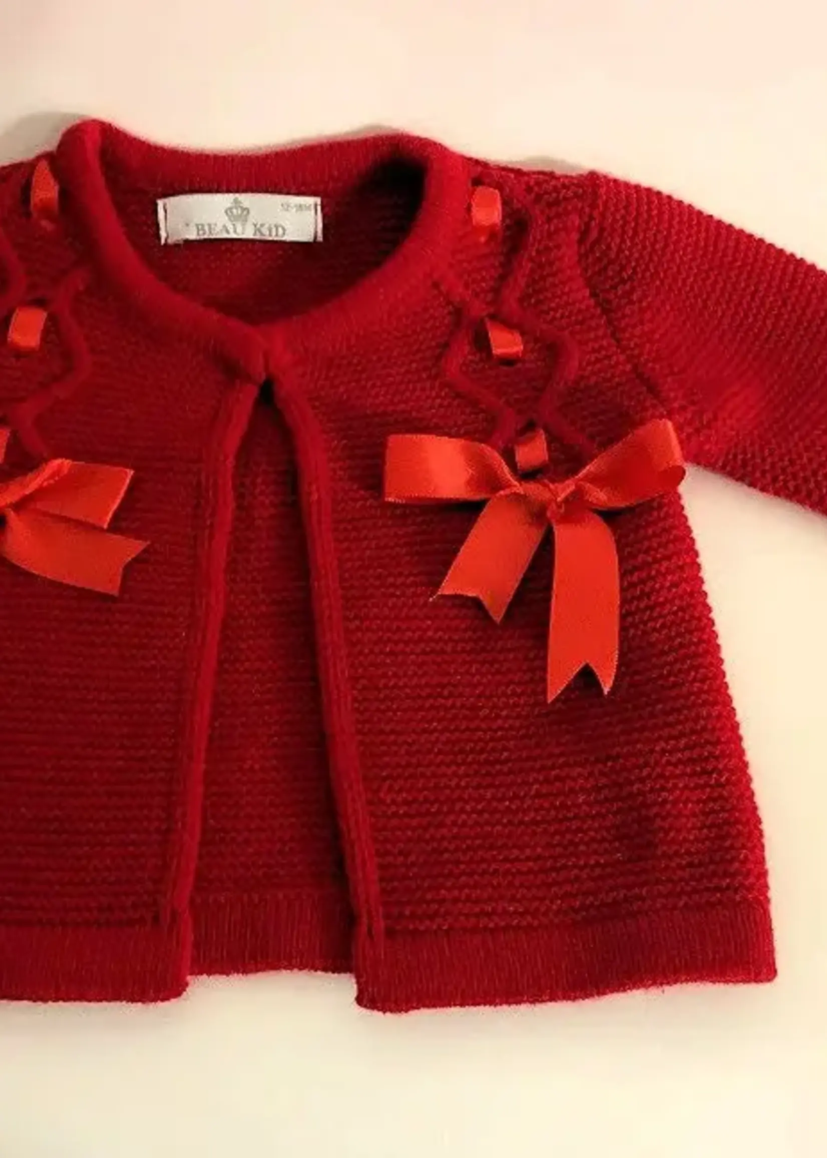 Beau Kid Red Bow Cardigan (C'24)