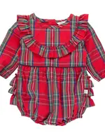 Ruffle Butts 'Tis The Season Plaid L/S Ruffle Trim Bubble(C'24)