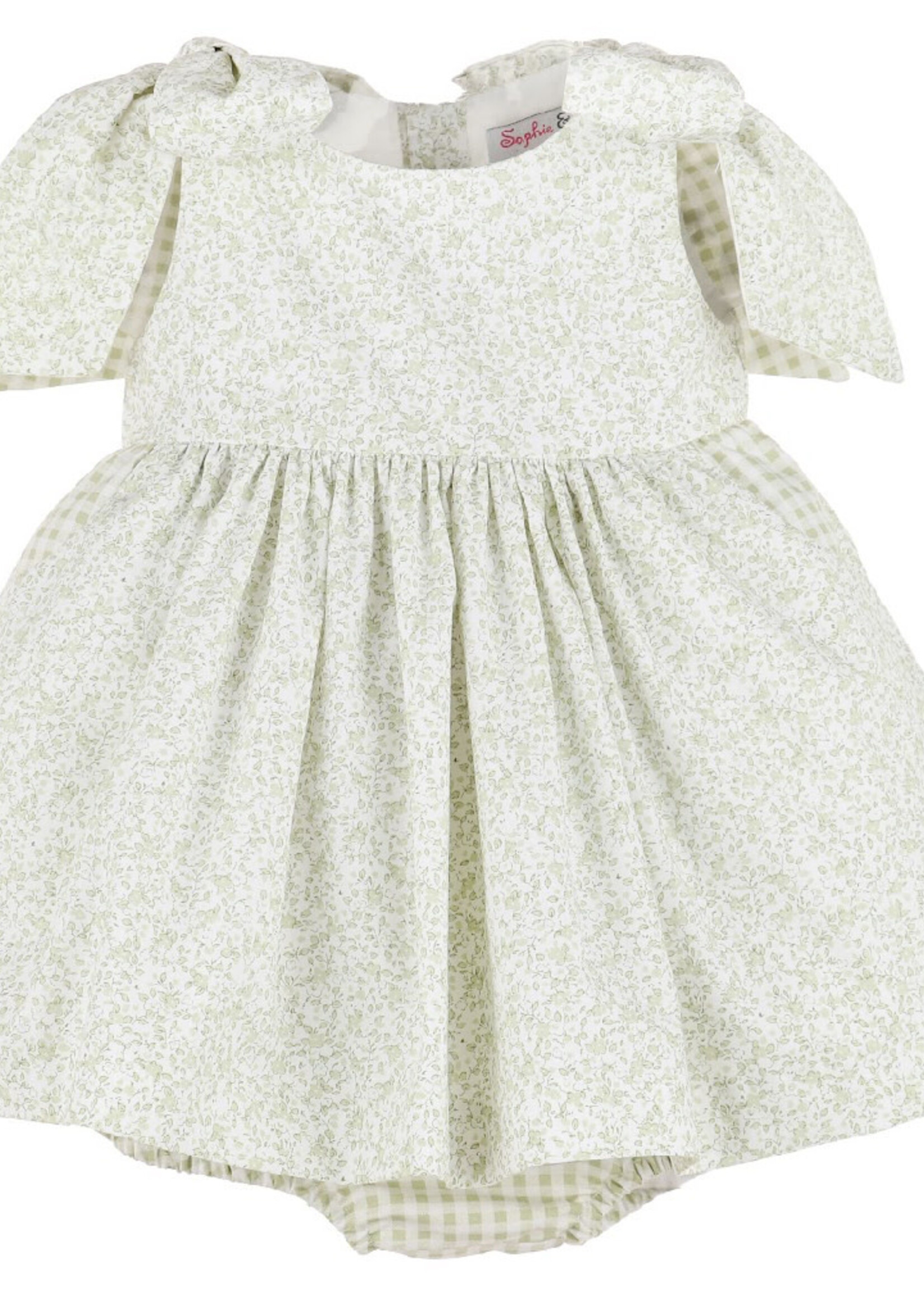 Sophie & Lucas Fresh Buds Sage Print Bow Dress-3820 (S'25)