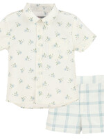 Sophie & Lucas Watercolor Flora Blue Boy Shorts Set-3827 (S'25)