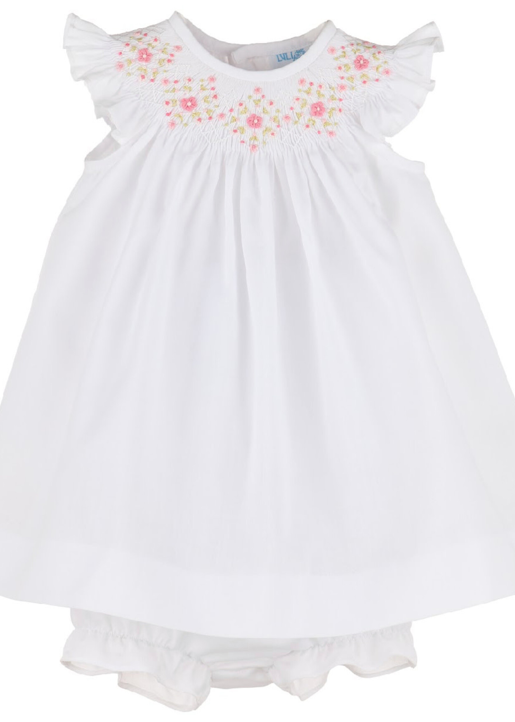 White Floral Smock Bishop Dress- 8756 (S’25)