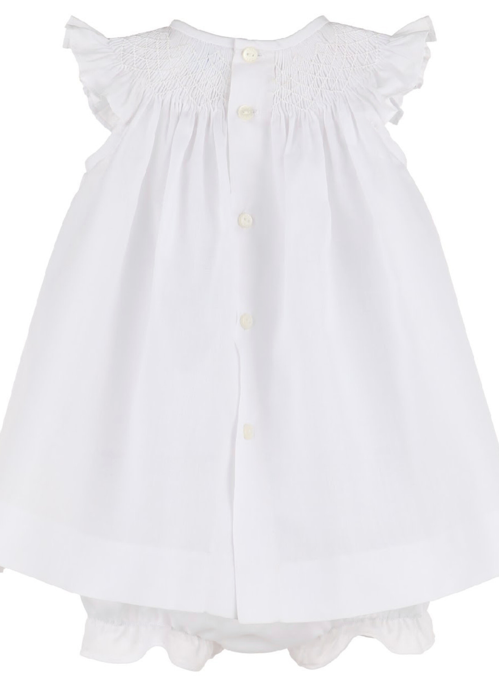 White Floral Smock Bishop Dress- 8756 (S’25)