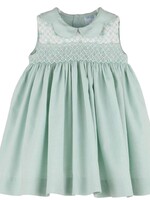 8752-Aqua Duatone Smock Collar Dress