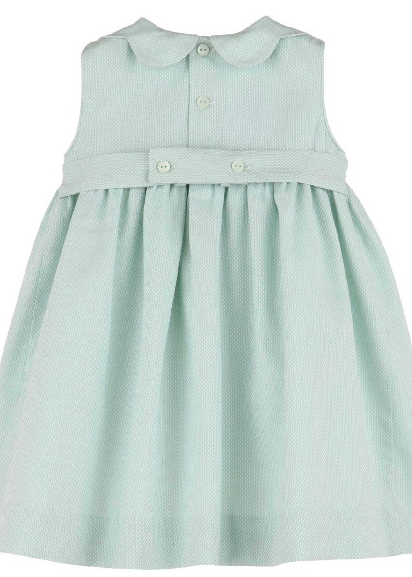 8752-Aqua Duatone Smock Collar Dress
