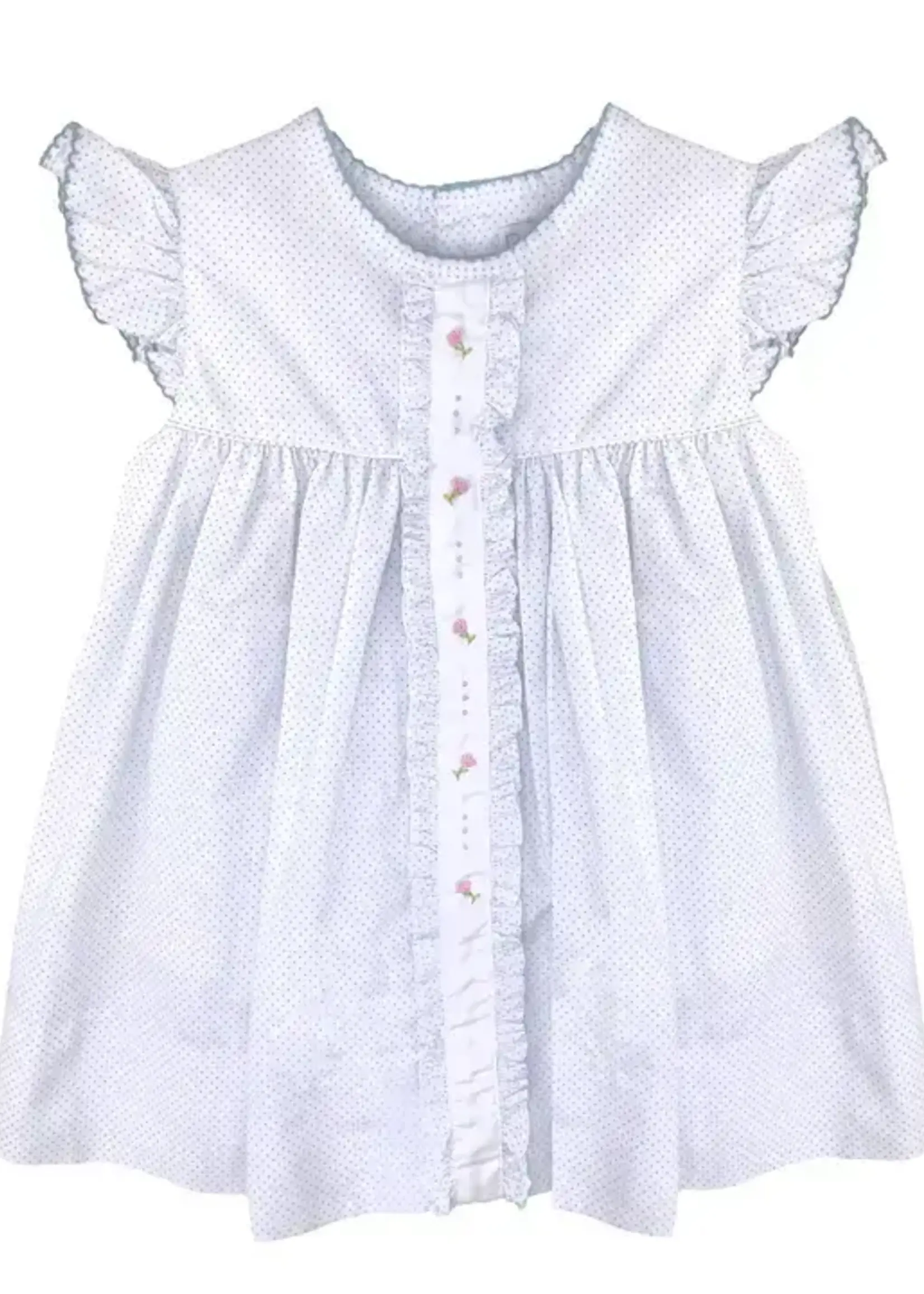 Petit Ami 3174/4174 Blue Dot Pink Floral Stitch Dress(S’25)