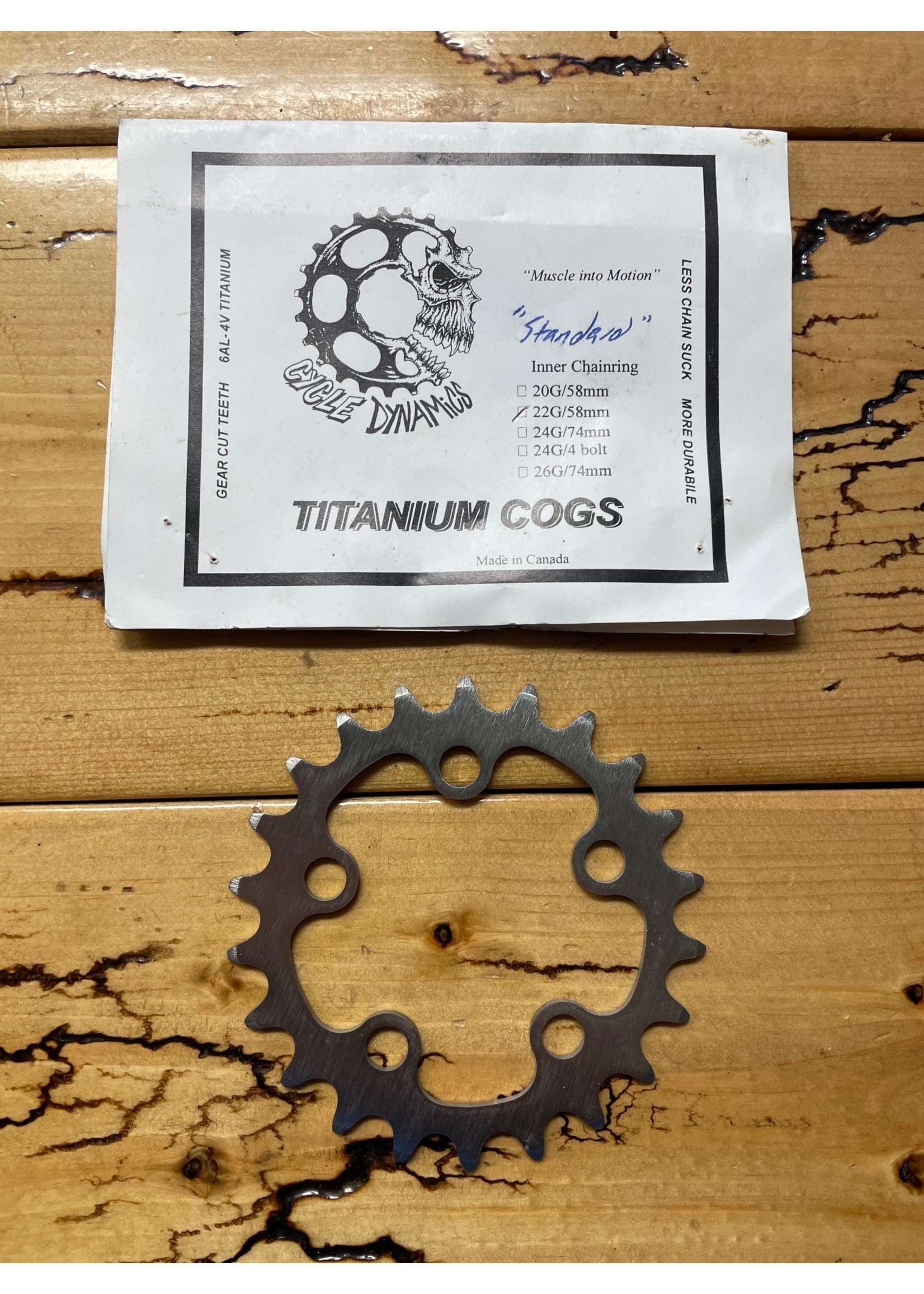 Cycle Dynamics Cycle Dynamics 22 Tooth 5 Bolt 58mm BCD Titanium Inner Chainring