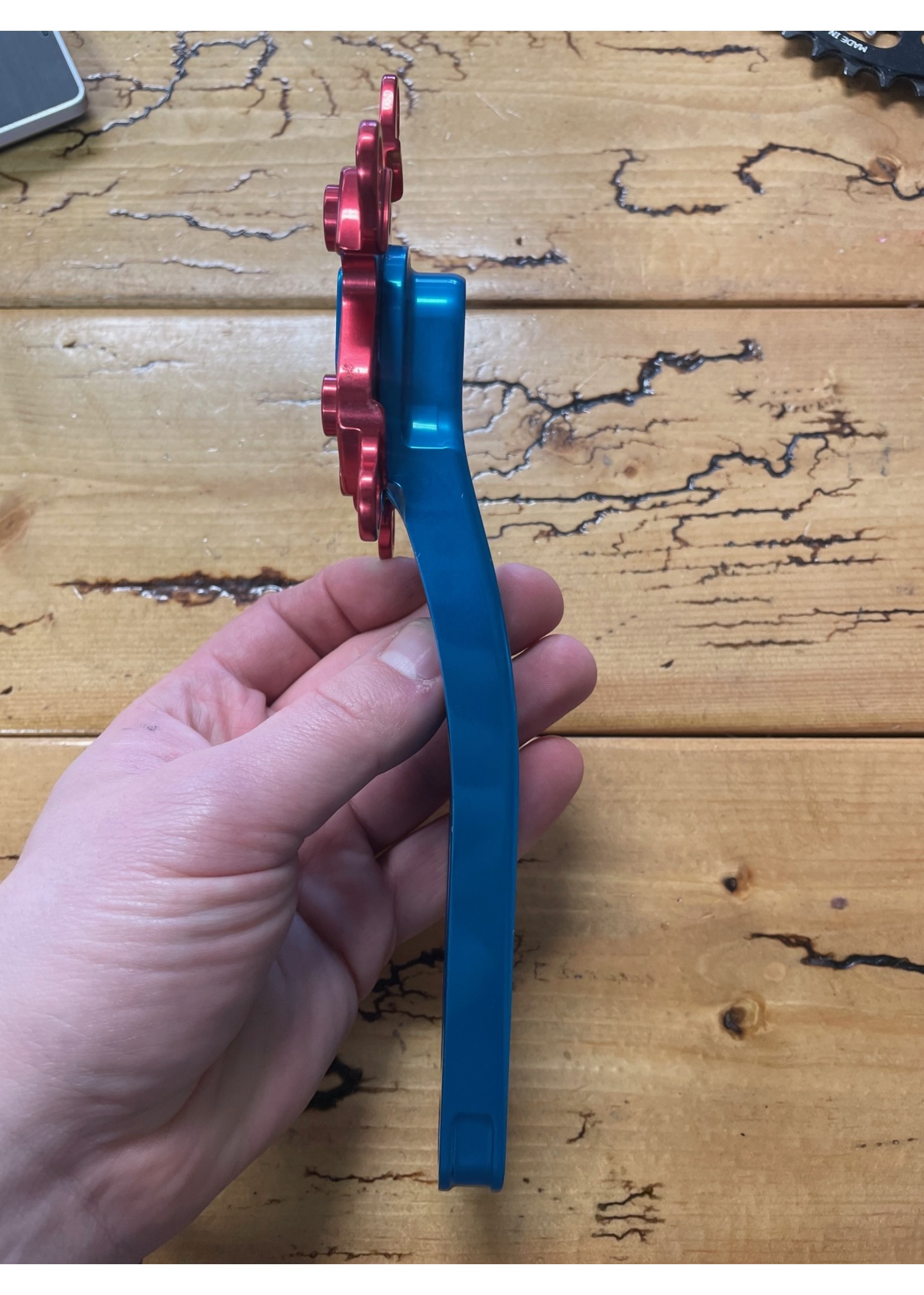 Kooka Kooka Blue Anodized 170mm Right Crankarm With Red Anodized Spider